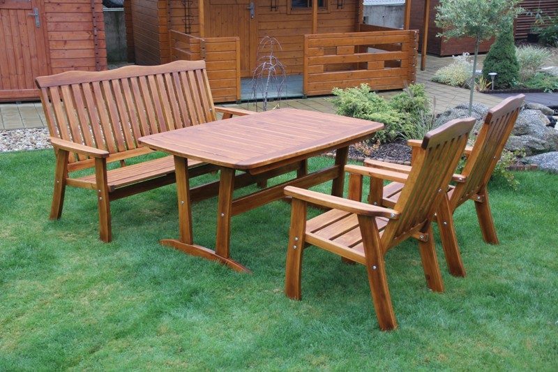 Drevená záhradná zostava Rulen - pevné kreslá