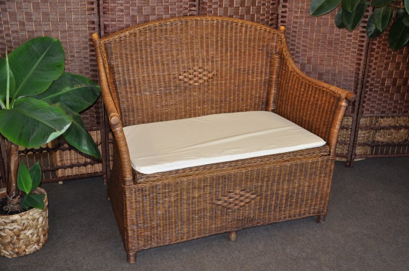 Ratanová lavice s úložným prostorem brown wash