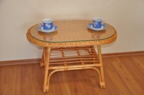 Ratanový stolek Fabion oválný medový Stoly z prírodného ratanu