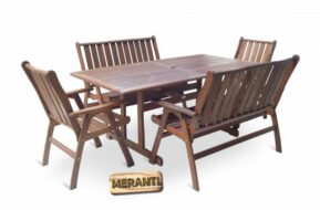 Záhradná stolová zostava Meranti COMBI Victoria set 6 Drevené sedenia