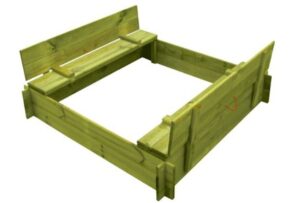 Pieskovisko drevené štvorhranné s krytom/lavičkou