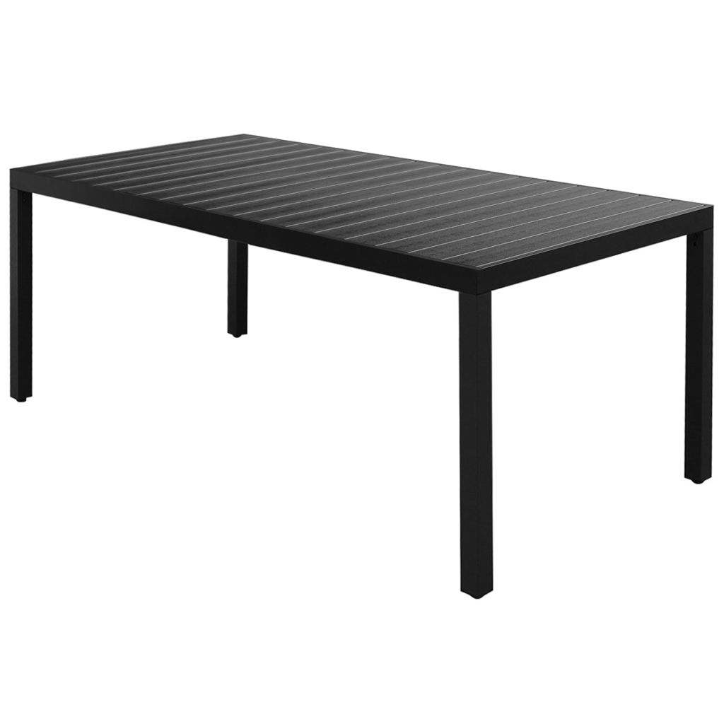 vidaXL Záhradný stôl, čierny 185x90x74 cm, hliník a WPC 42792