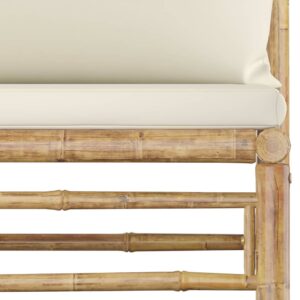 vidaXL 8-dielna záhradná sedacia súprava, krémové podložky, bambus 3058219