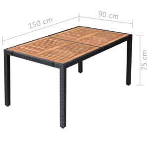 vidaXL 9-dielna vonkajšia jedálenská súprava, polyratan+akáciové drevo 48014