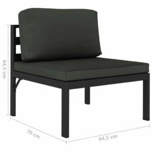 vidaXL 6-dielna záhradná sedacia súprava+podložky, hliník, antracitová 49233