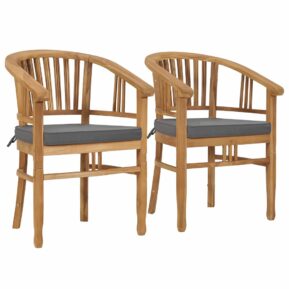 Záhradné stoličky s podložkami 2 ks teakový masív 49431 Drevené stoly