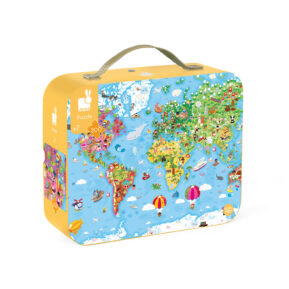 Janod Puzzle Mapa sveta v kufríku 300 ks Puzzle