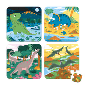 Janod Puzzle 4v1 Dinosaury 6-9-12-16 ks Puzzle