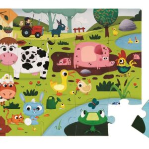 Janod Puzzle dotykové Zvieratká na farme s textúrou 20 ks