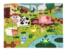 Janod Puzzle dotykové Zvieratká na farme s textúrou 20 ks Puzzle