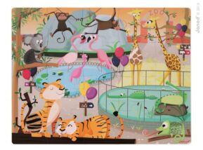 Janod Puzzle dotykové Deň v zoologickej záhrade s textúrou 20 ks Puzzle