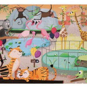 Janod Puzzle dotykové Deň v zoologickej záhrade s textúrou 20 ks