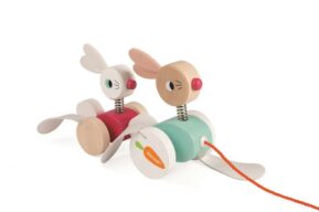 Janod Drevené Zajačiky Zigolos hračka na ťahanie Drevené hračky