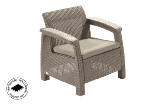CORFU kreslo – cappucino + piesková poduška Ratanové kreslá a stoličky