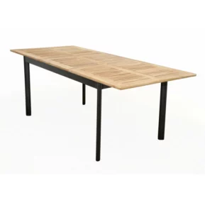 Rozkladací stôl CONCEPT s teakovou doskou FSC® Kovové stoly
