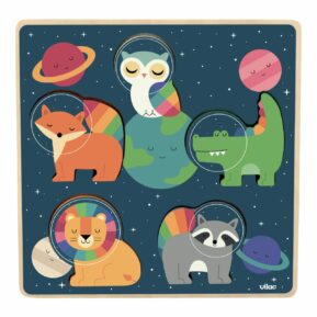 Vilac Vkladacie puzzle Zvierací astronauti Drevené hračky