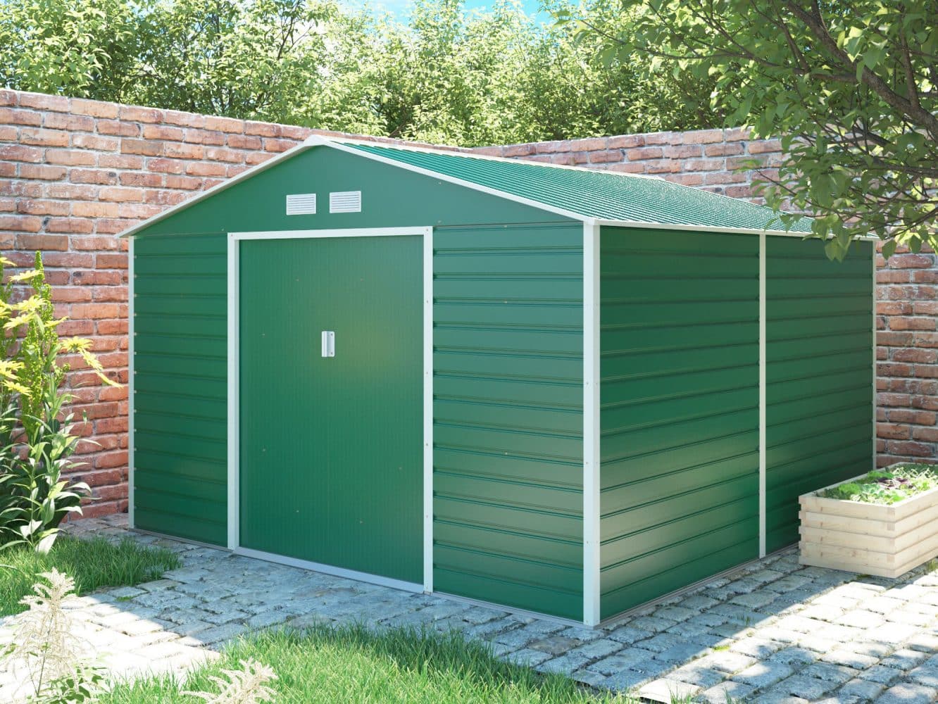 Záhradný domček G21 GAH 1085 – 340 x 319 cm, zelený 2 Záhradný domček G21 GAH 1085 – 340 x 319 cm, zelený 2