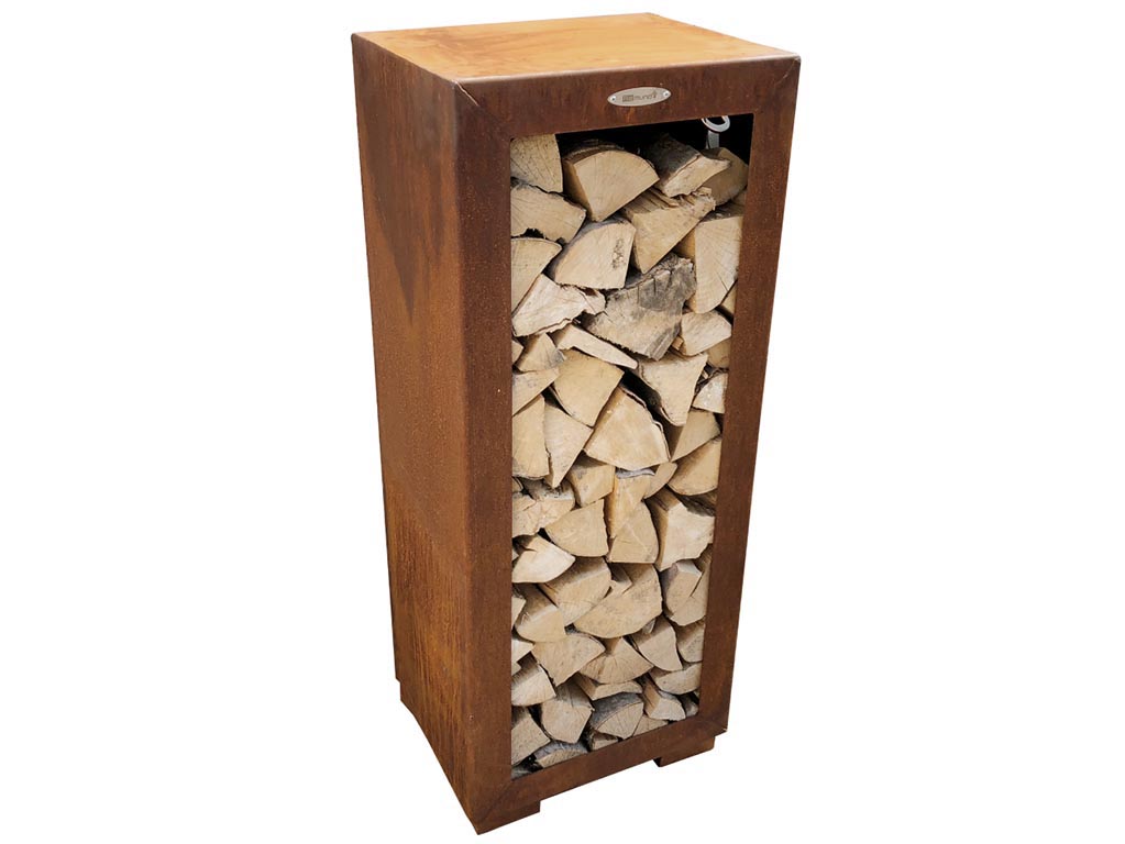 Remundi zásobník na drevo vertikálny - hrdzavý vzhľad