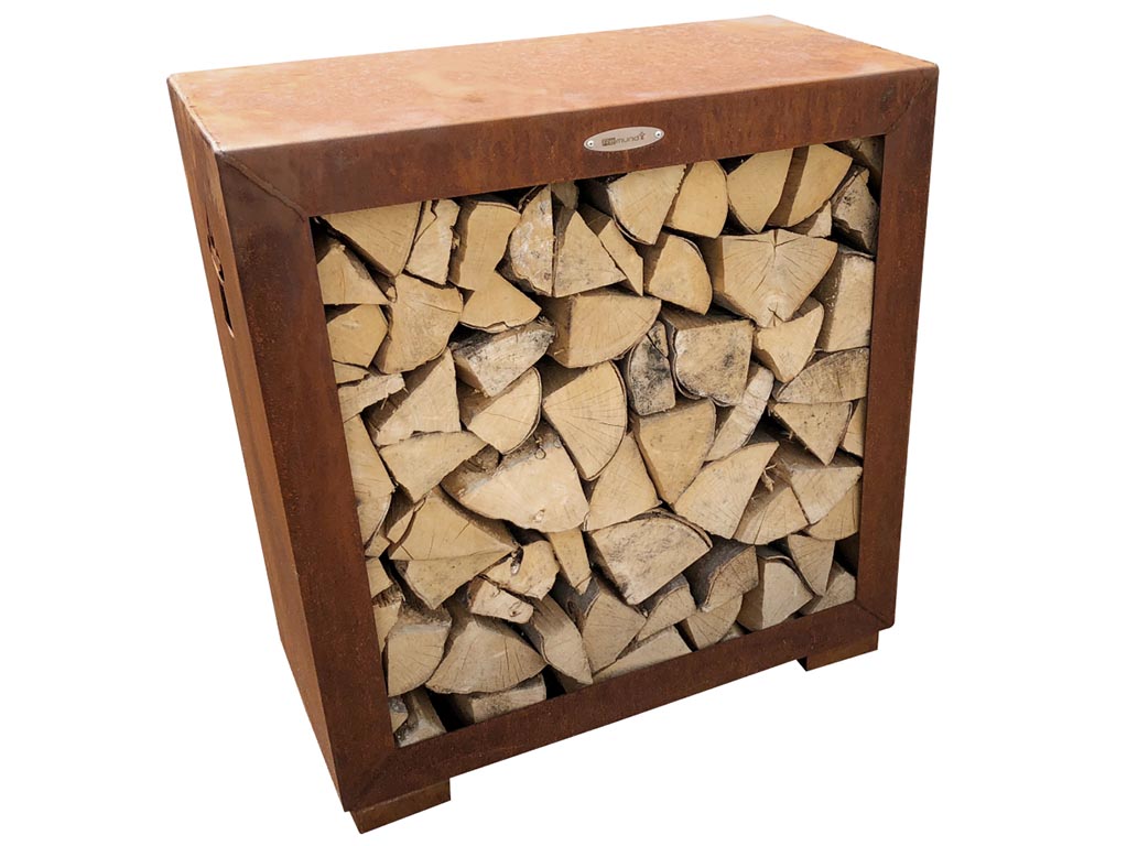 Remundi zásobník na drevo kocka - hrdzavá