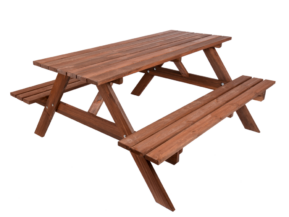 PIKNIK drevený záhradný set so sklápacími lavičkami – 180 CM – morená Borovicové sedenia
