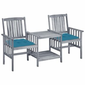 Záhradné stoličky s čajovým stolíkom a vankúšmi akáciový masív 3061321 Akáciové sedenia