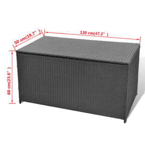 vidaXL Záhradný úložný box čierny 120x50x60 cm polyratanový 42498