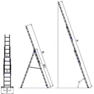 Rebrík G21 trojdielny 5,9m, 3x9 priečok