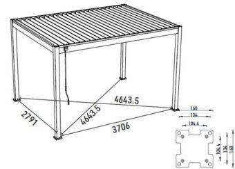 Bioklimatická pergola INTRO PLUS 4X3m, hliník, voľne stojaca 38