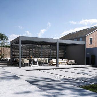 Bioklimatická pergola INTRO DUO 7,2×3,6m, hliník, voľne stojaca 28