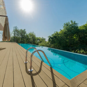 Infinity pool on the bright summer day