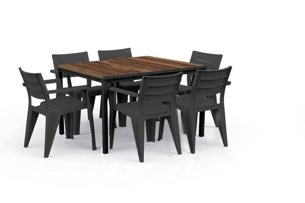 Záhradný stôl Keter Porto 160 walnut black steel 3 Záhradný stôl Keter Porto 160 walnut black steel 3