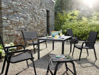 KETTLER BASIC PLUS stohovateľné hliníkové kreslo – antracit / antracit 4