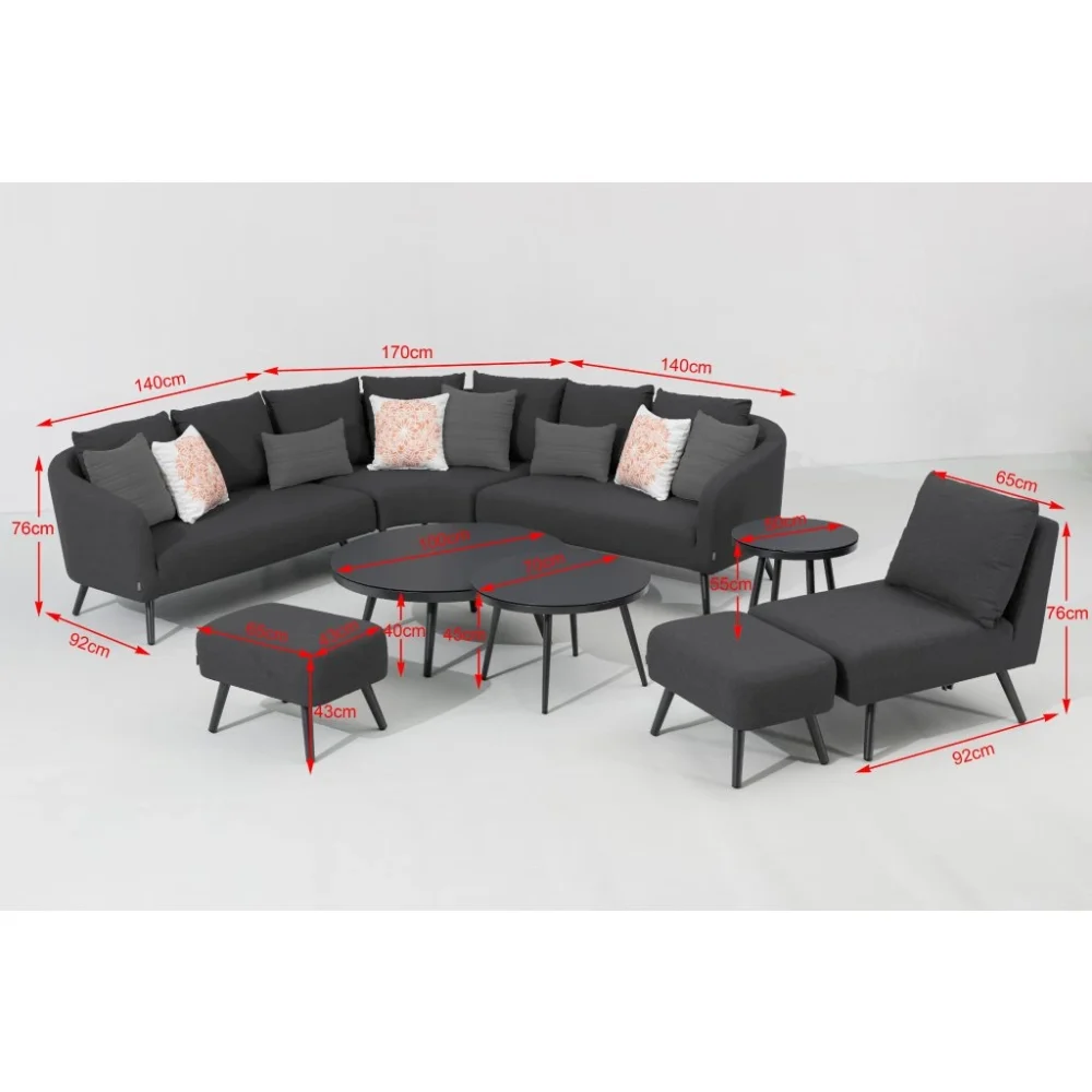 Záhradná zostava MELIA LIKA-TEX® antracit 7 Záhradná zostava MELIA LIKA-TEX® antracit 7
