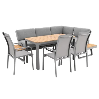 Jedálenská súprava EXPERT PLUS AVERSA TEAK sivá, 3+2+1 7 Jedálenská súprava EXPERT PLUS AVERSA TEAK sivá, 3+2+1 7