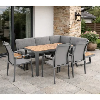Jedálenská súprava EXPERT PLUS AVERSA TEAK sivá, 3+2+1 8 Jedálenská súprava EXPERT PLUS AVERSA TEAK sivá, 3+2+1 8