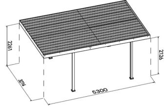 METTA oceľový prístrešok na auto 5,5 x 3,2 m 22 METTA oceľový prístrešok na auto 5,5 x 3,2 m 22
