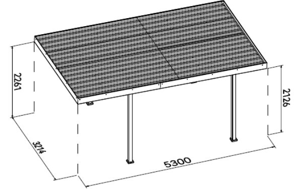 METTA oceľový prístrešok na auto 5,5 x 3,2 m 10 METTA oceľový prístrešok na auto 5,5 x 3,2 m 10